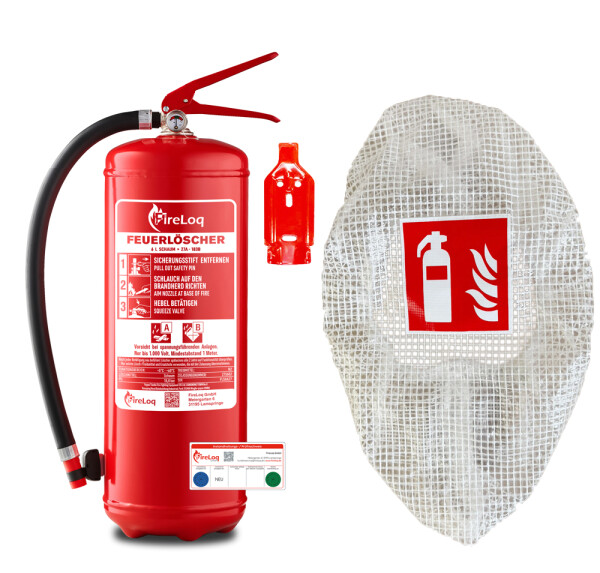 FireLoq® 6L Schaumlöscher 27A | 183B mit Gitterschutzhaube mit Prüfnachweis