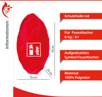 FireLoq® 6kg Pulver Feuerlöscher mit roter Schutzhaube mit Prüfnachweis