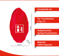 FireLoq® 6kg Pulver Feuerlöscher + Ständer + roter Schutzhaube mit Prüfnachweis