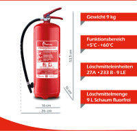 FireLoq® 9L fluorfrei Schaumlöscher 27A | 233B...