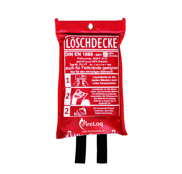 Löschdecke in Tasche 1m x 1m