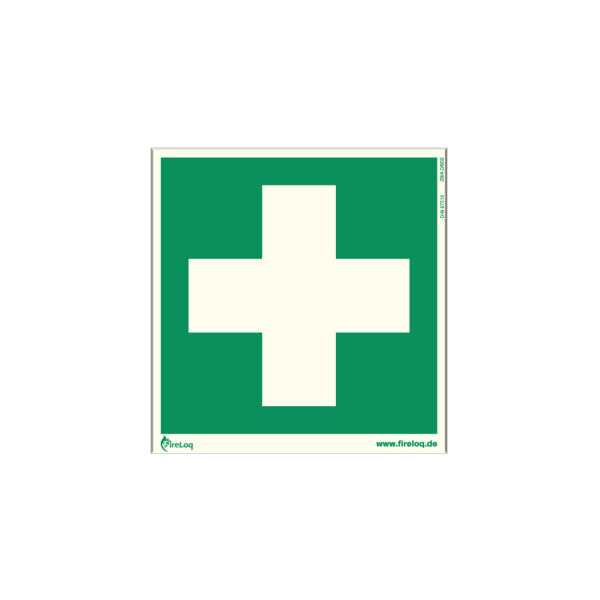 Erste Hilfe Symbol 15cm Kunststoffplatte selbstklebend nachleuchtend
