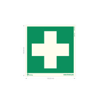 Erste Hilfe Symbol 15cm Kunststoffplatte selbstklebend...