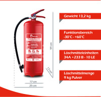 FireLoq® 9kg Pulver Löscher 34A | 233B | C...