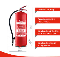 FireLoq® 12kg Pulver Löscher 43A | 233B | C...