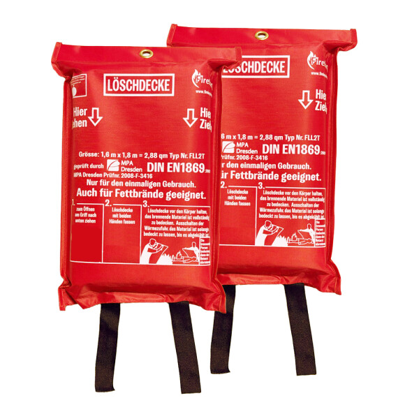 FireLoq® 2x Löschdecke in Tasche 1,6m x 1,8m